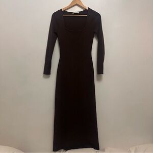 Abercrombie & Fitch Long Sleeve Knit Brown Maxi Dress